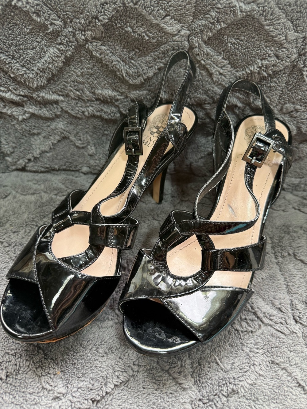 Vince Camuto-Black Patent Slingback Heeled platform Sandals (9)